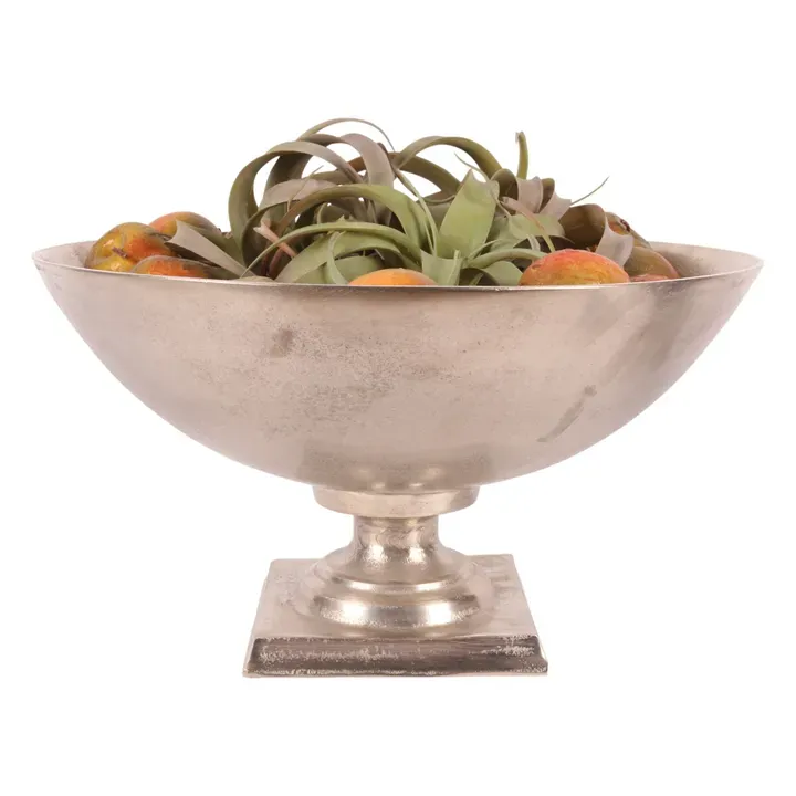 Runde Schale 52 cm Silber aus Aluminium mit Standfuss