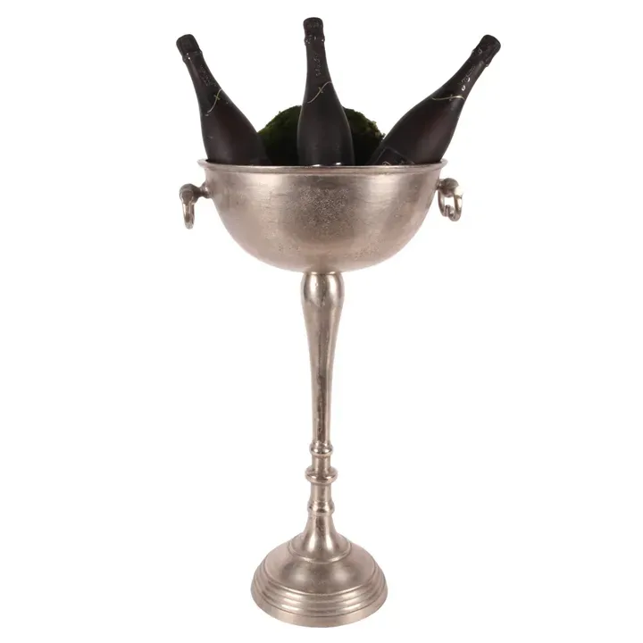 Schale auf Ständer 73 cm Silber aus Aluminium / Pokal