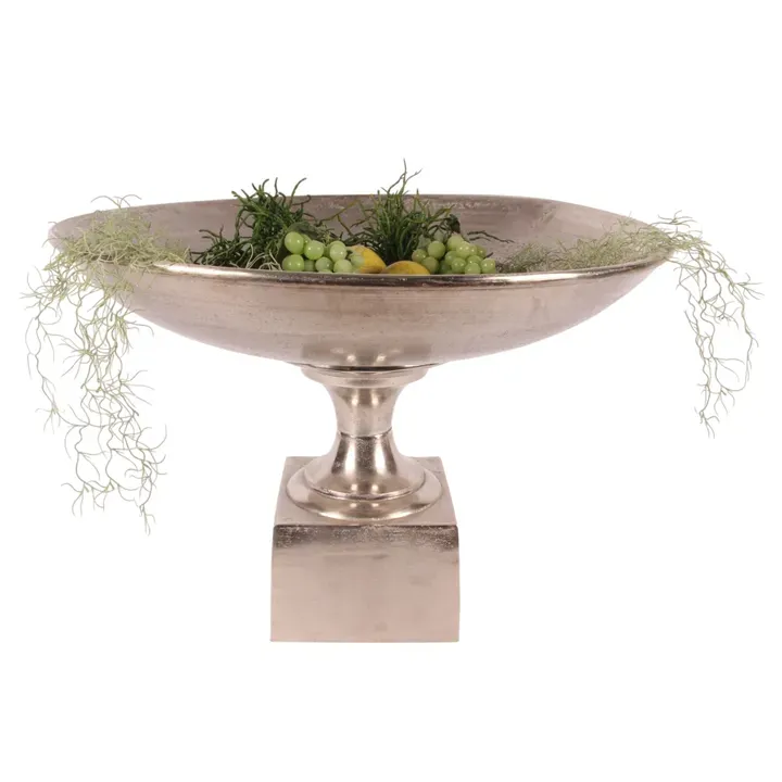 Runde Schale 72 cm Silber aus Aluminium mit Standfuss
