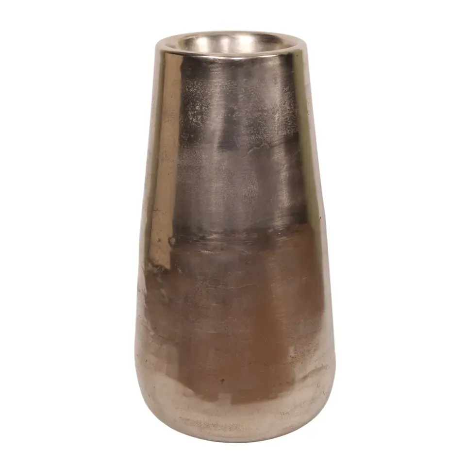 Silberner Aluminium Blumentopf 69 cm mit konischer Form und Nickel Finish