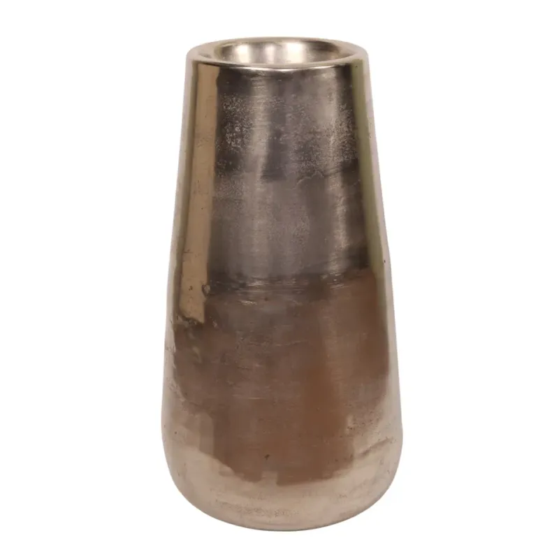 Silberner Aluminium Blumentopf 69 cm mit konischer Form und Nickel Finish