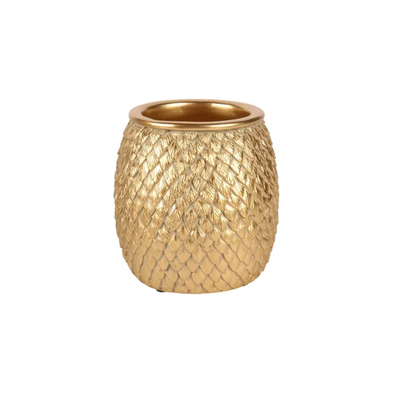 Schuppenvase 9,5 cm Gold aus Kunstharz für Trockenblumen Goldene Schuppenvase 9,5 cm aus Kunstharz mit detailreichem Schuppendekor
