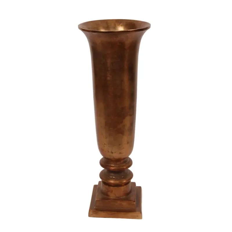 Vase 61 cm Antikbronze aus Aluminium mit Antikmessing Finish Antikbronzefarbene Aluminiumvase 61 cm mit klassischer Säulenform und Standfuss