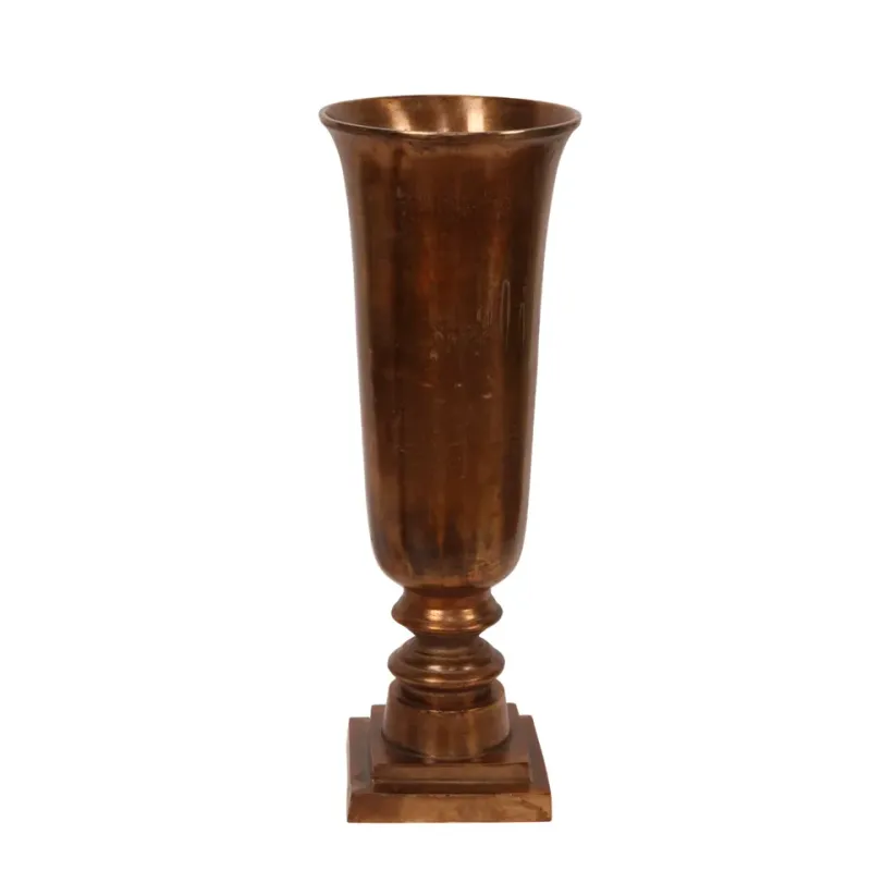 Vase 49 cm Antikbronze aus Aluminium mit Antikmessing Finish Antikbronzefarbene Aluminiumvase 49 cm mit klassischer Säulenform