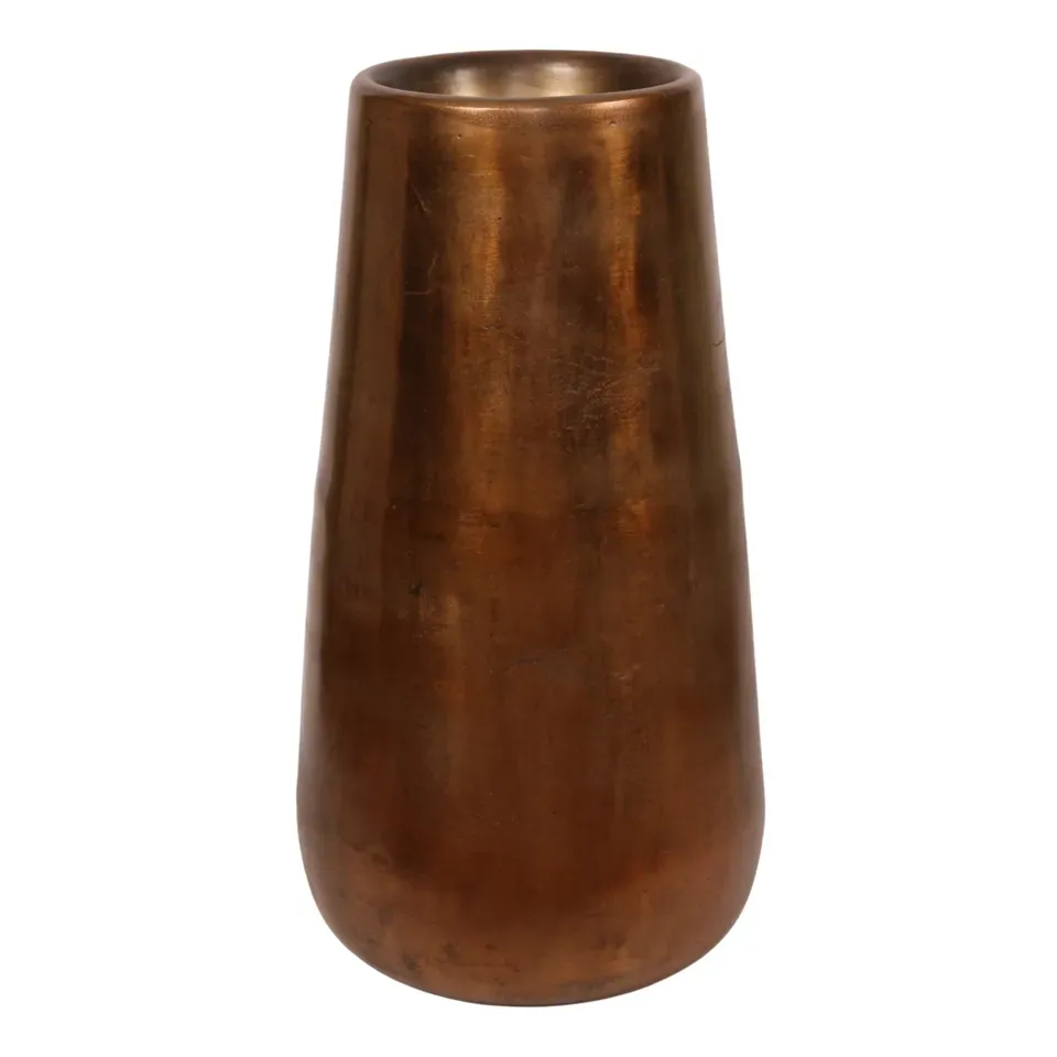 Antikbronzefarbener Aluminium Blumentopf 69 cm mit konischer Form