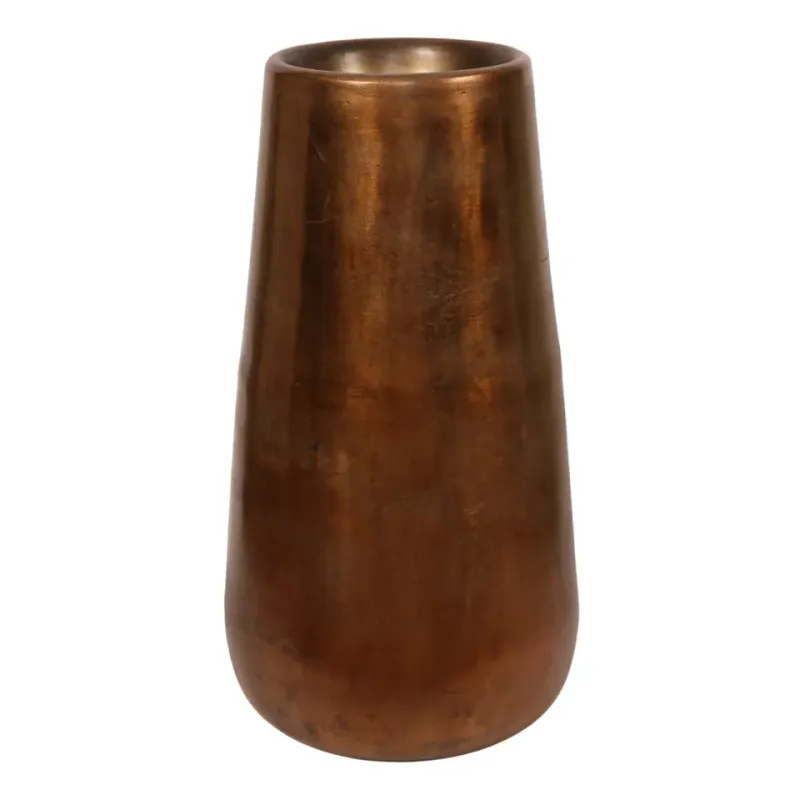 Antikbronzefarbener Aluminium Blumentopf 69 cm mit konischer Form