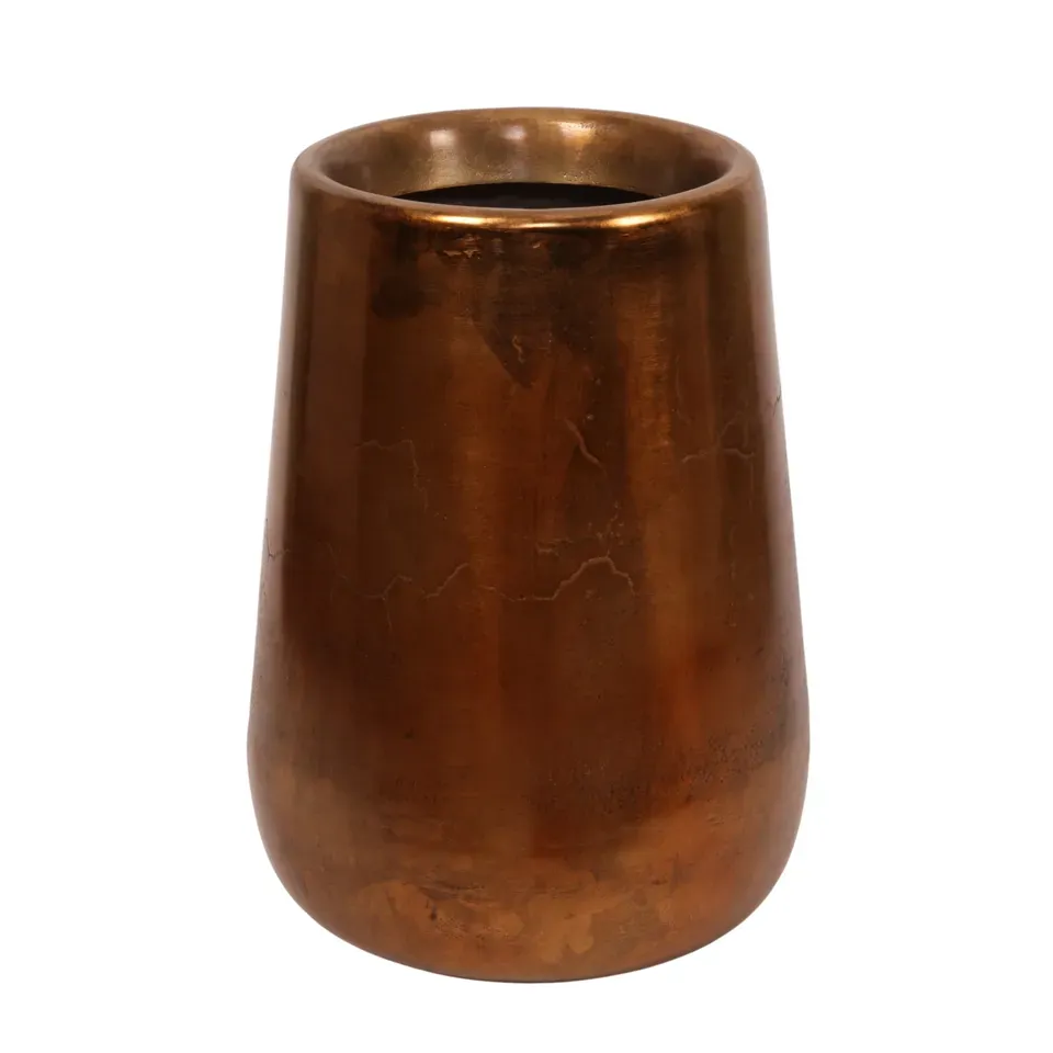 Antikbronze farbener Blumentopf 45 cm aus Aluminium in Antikmessing Optik