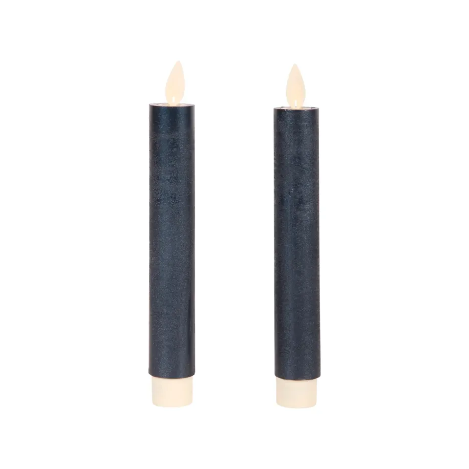 Metallisch blaue LED Wachskerzen mit beweglicher Flamme und Fernbedienung