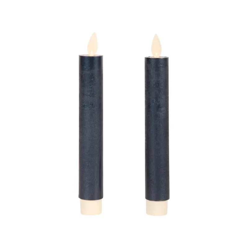 Metallisch blaue LED Wachskerzen mit beweglicher Flamme und Fernbedienung