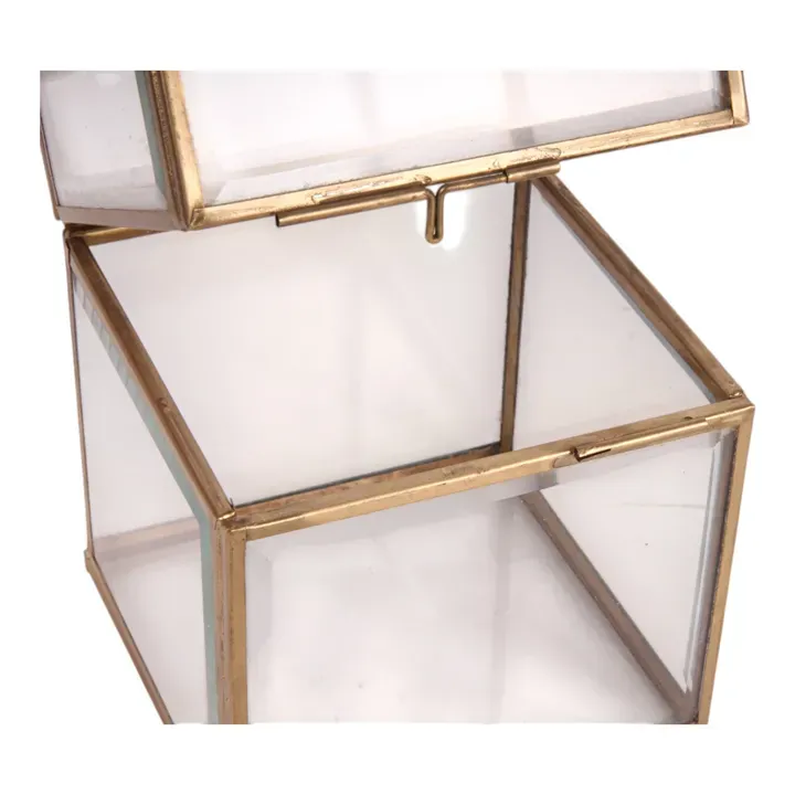 Schmuckkästchen 13 cm Gold aus Glas mit Messingrahmen