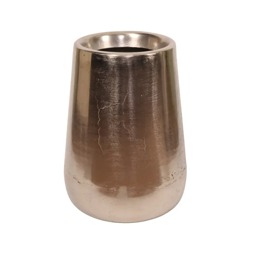 Silberner Blumentopf 45 cm aus Aluminium mit modernem Nickel-Finish