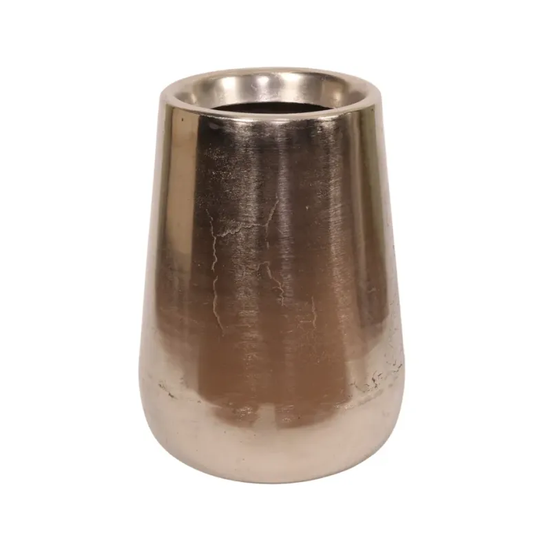 Silberner Blumentopf 45 cm aus Aluminium mit modernem Nickel-Finish