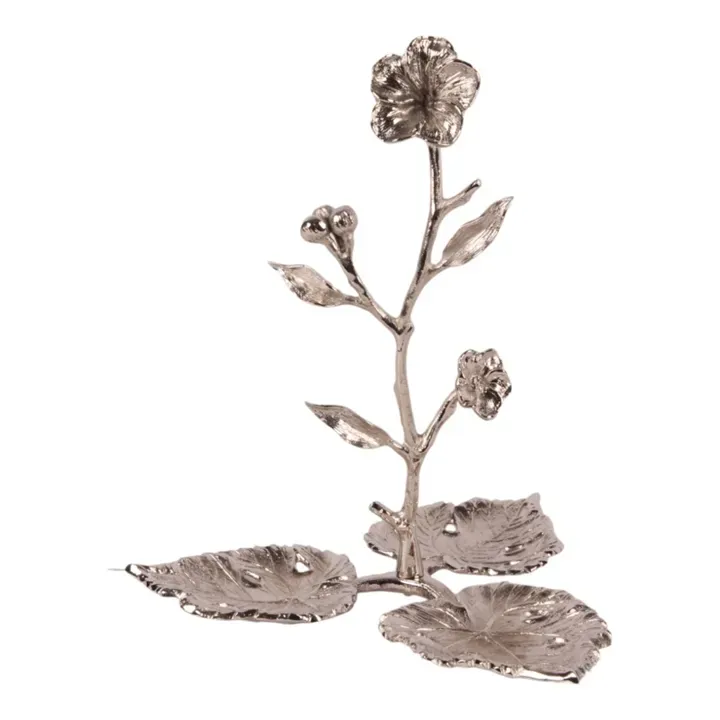 Silberner Deko Schmuckständer 20 cm in Blumenform für Halsketten und Armbänder