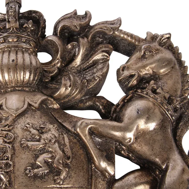 Wappen Wandplakette 38 cm Silber aus Kunstharz für stilvolle Wände