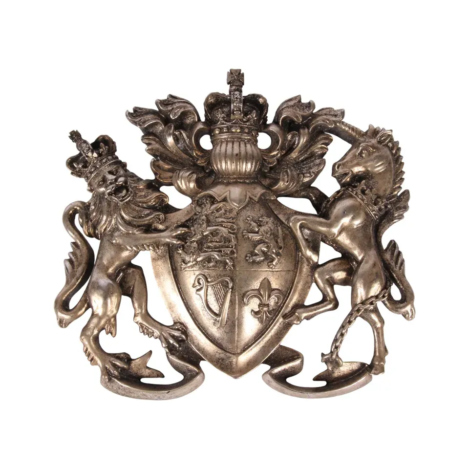 Silberne Wappen Wandplakette 38 cm aus Kunstharz mit detailreichem Motiv