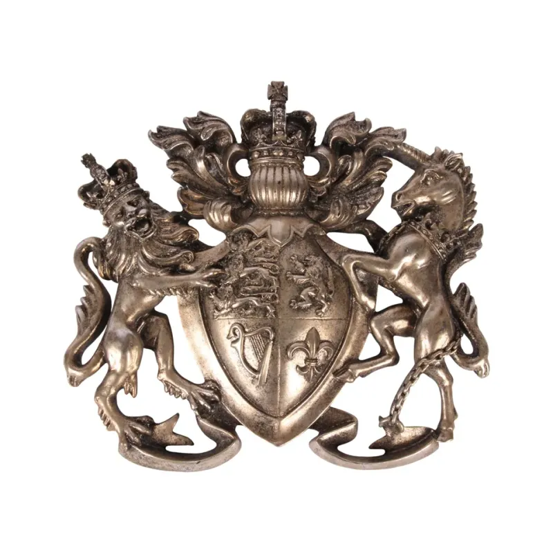 Silberne Wappen Wandplakette 38 cm aus Kunstharz mit detailreichem Motiv