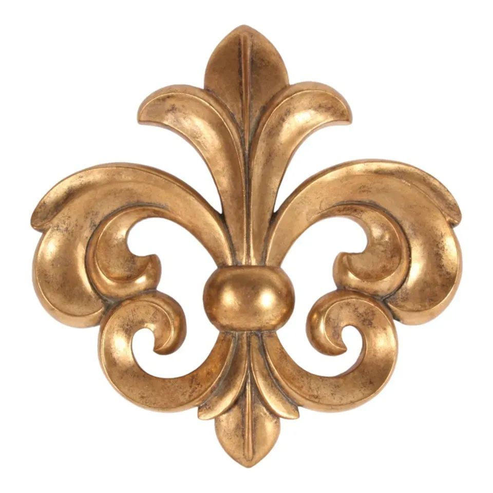 Goldenes dekoratives Wandornament 46,5 cm aus Kunstharz mit Lilienmotiv