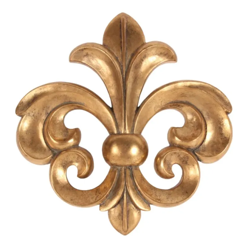 Goldenes dekoratives Wandornament 46,5 cm aus Kunstharz mit Lilienmotiv