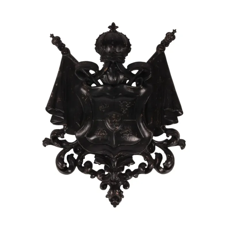 Schwarze Wappen Wandplakette 36,5 cm aus Kunstharz mit detailreichem Relief