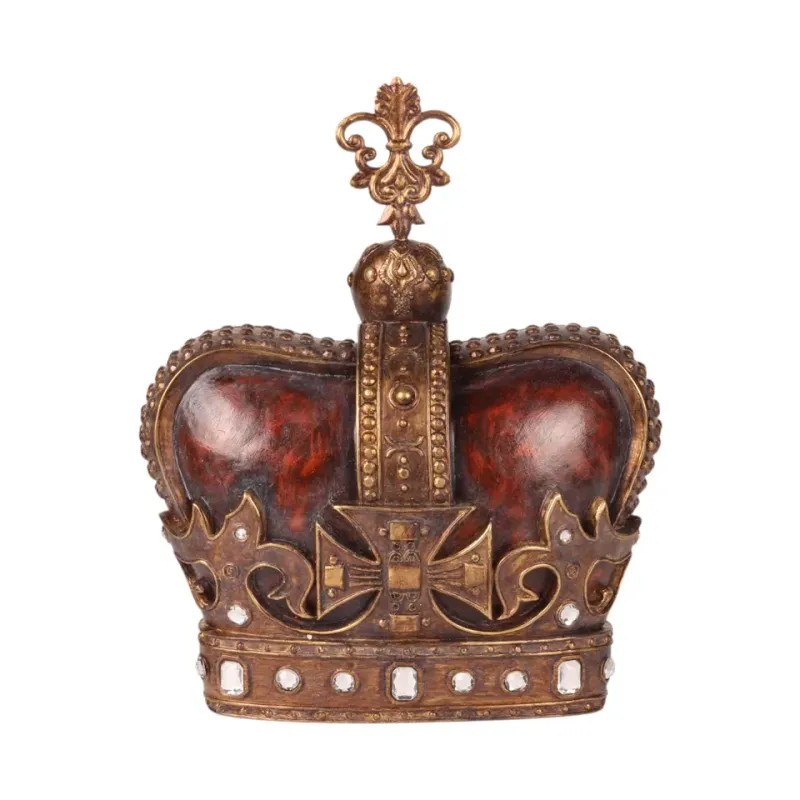Königskrone Ornament 23,5 cm in Rot und Gold aus Kunstharz