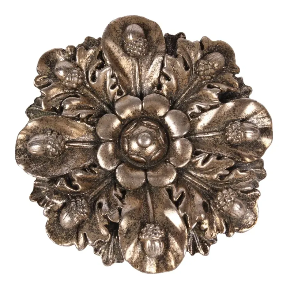 Silberne Dekorations Wandplakette 15 cm mit floralem Design aus Kunstharz
