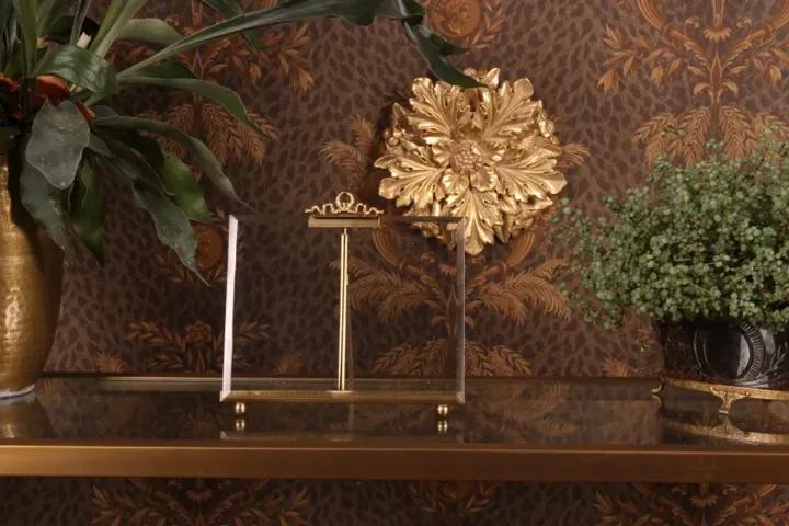 Dekorative Wandblume 25,5 cm Gold aus Kunstharz