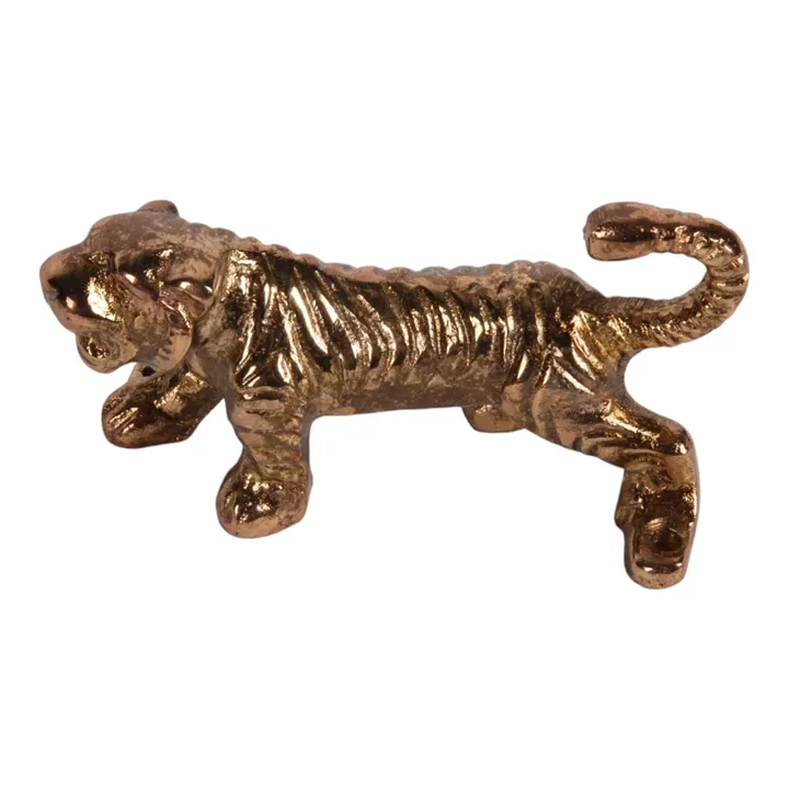Goldener Tiger Wandhaken 12 cm aus Kupfer mit detailreicher Gestaltung