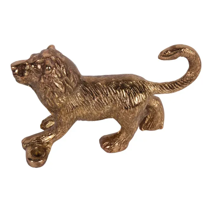 Löwen Wandhaken 12 cm Gold aus Kupfer