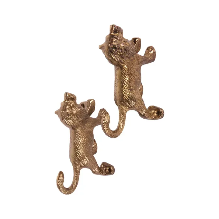 Goldener Löwen Wandhaken 12 cm aus Kupfer mit detailreicher Gestaltung
