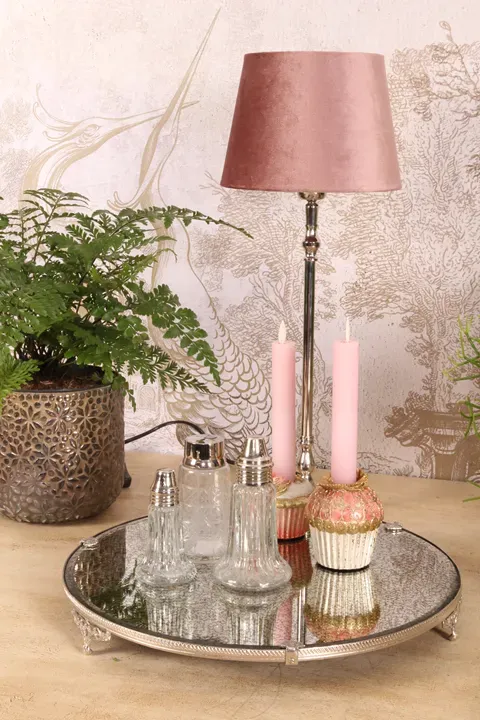 Tablett mit Spiegel 38,5 cm Silber aus Messing und Glas