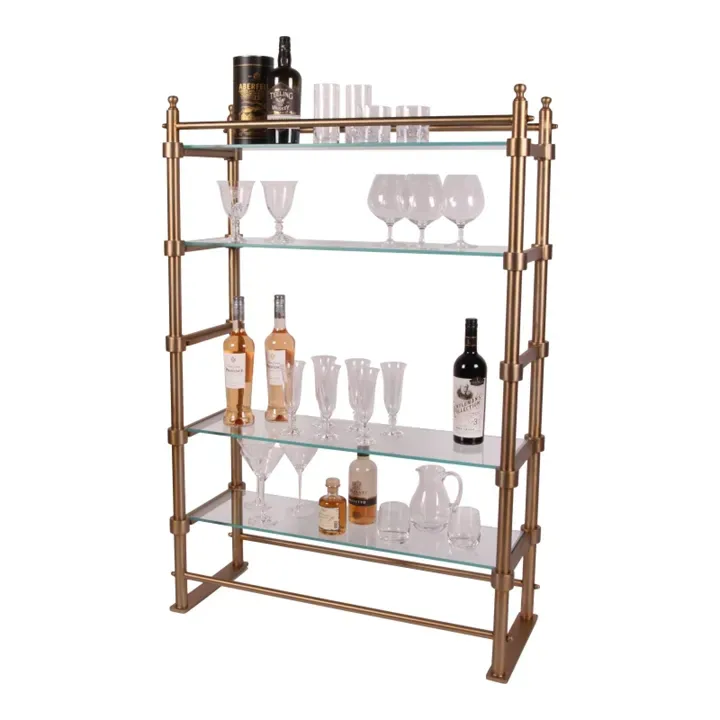 Vitrine Regal Havana 130x90 cm Gold aus Stahl und Glas