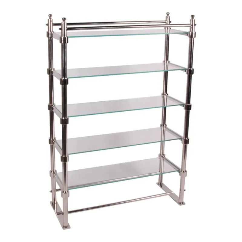 Silberne Vitrine und Regal Havana aus Stahl und Glas mit fünf Glasböden