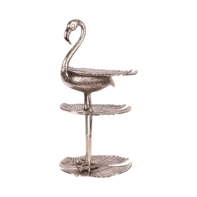 Etagere Flamingo 65 cm Silber aus Aluminium Silberne Flamingo Etagere 65 cm aus recyceltem Aluminium mit drei Ebenen