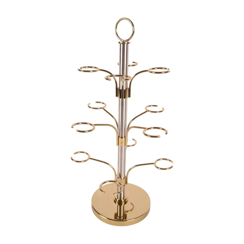 3-stöckiger Cocktailbaum 59 cm in Gold aus Messing Goldener Cocktailbaum 59 cm aus Messing mit drei Ebenen für Gläser