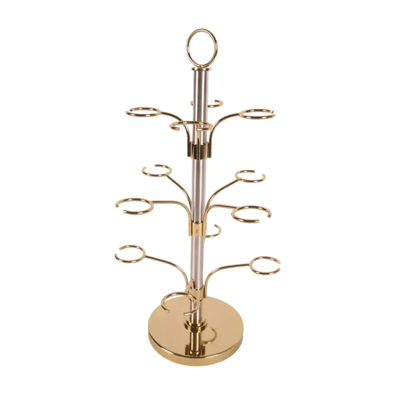 3-stöckiger Cocktailbaum 59 cm in Gold aus Messing Goldener Cocktailbaum 59 cm aus Messing mit drei Ebenen für Gläser
