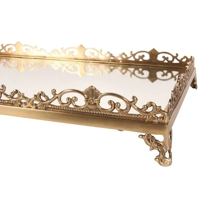 Serviertablett Kupfer/Spiegel 63 cm in Gold
