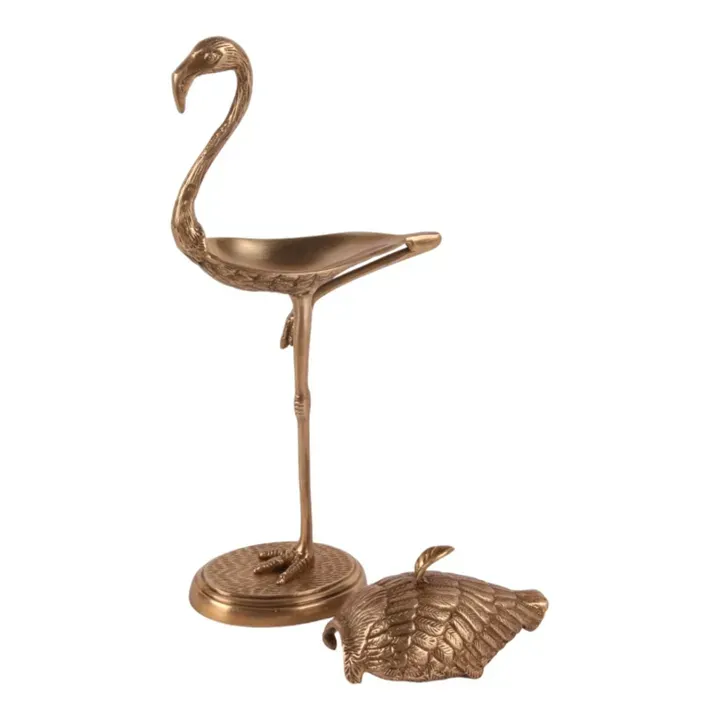 Goldene Flamingo Deko-Aufbewahrungsbox 29 cm mit abnehmbarem Deckel