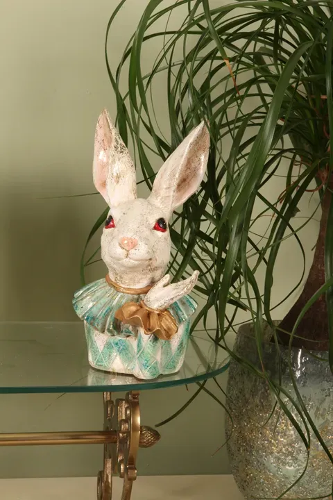 Hasenbüste aus Kunstharz, 24 cm, dekorative Figur