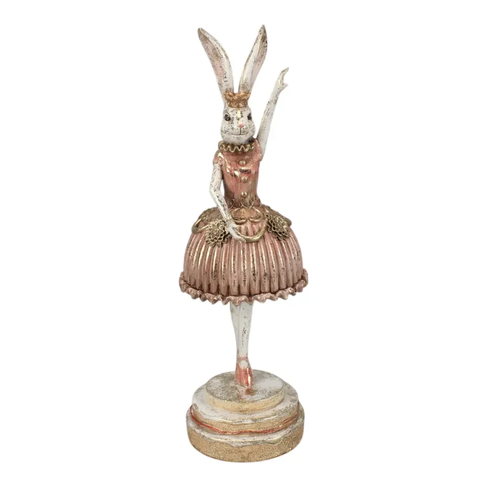 Hasenfigur Ballerina aus Kunstharz, 35 cm Hasenfigur als Ballerina aus Kunstharz, 35 cm, mit roségoldfarbenem Tutu und erhobenem Arm