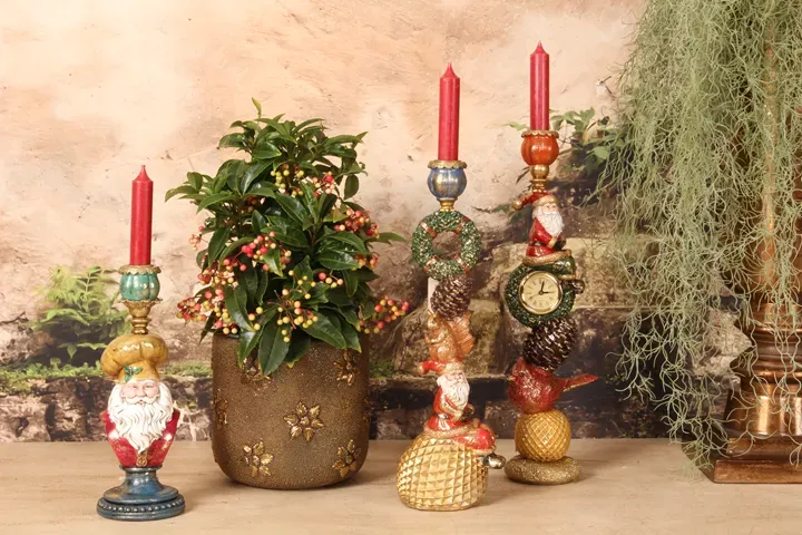 Weihnachtsmann-Kerzenhalter 25 cm aus Kunstharz