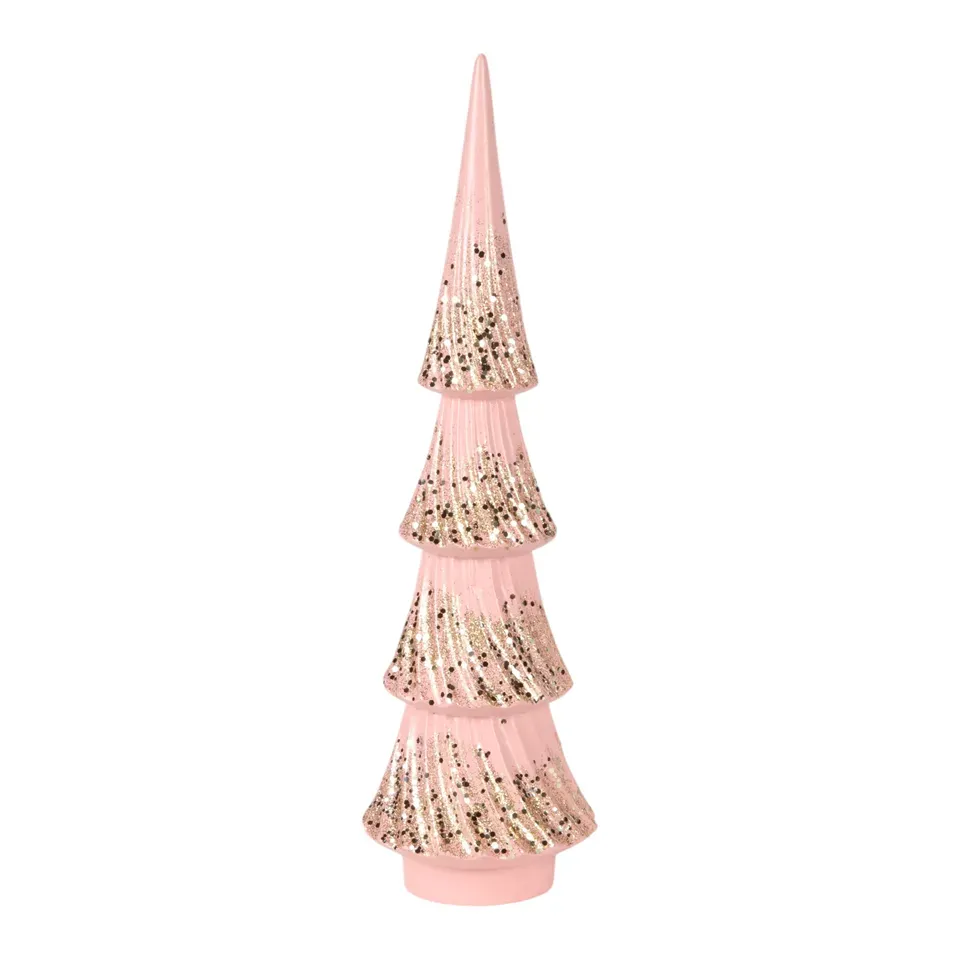 Weihnachtsbaum 35,5 cm in Rosa mit goldfarbenen Glitzerdetails Rosa Weihnachtsbaum aus Kunstharz, 35,5 cm, mit goldfarbenen Glitzerdetails