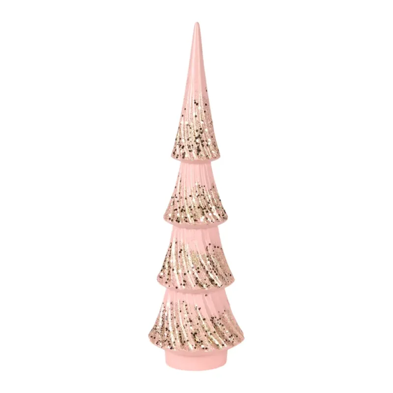 Weihnachtsbaum 35,5 cm in Rosa mit goldfarbenen Glitzerdetails Rosa Weihnachtsbaum aus Kunstharz, 35,5 cm, mit goldfarbenen Glitzerdetails