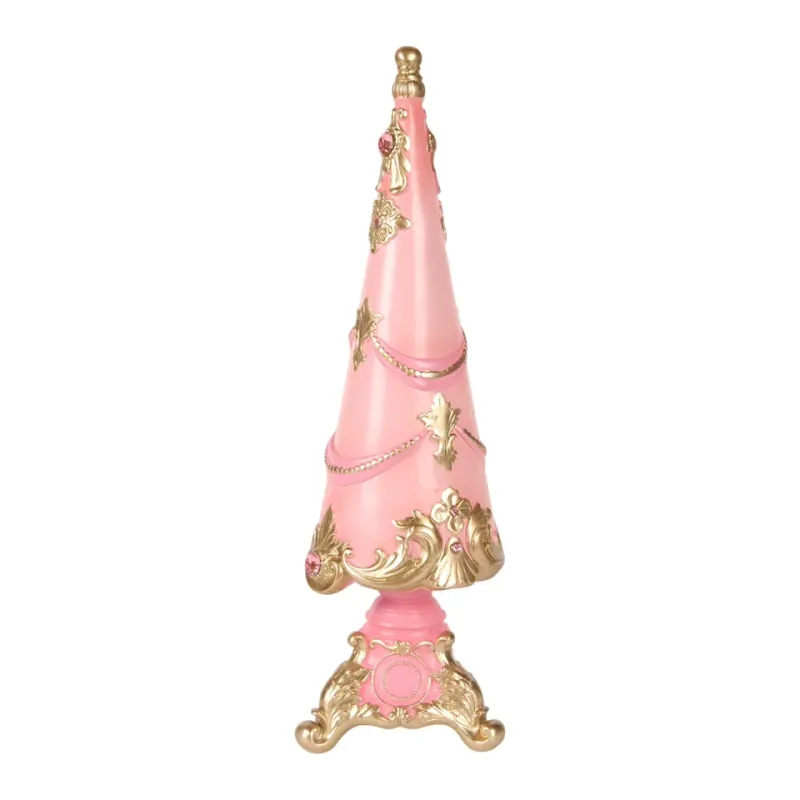 Weihnachtsbaum 35,8 cm in Rosa mit goldfarbenen Verzierungen und Schmuckdetails Rosa Weihnachtsbaum aus Kunstharz mit goldfarbenen Verzierungen und Schmuckdetails