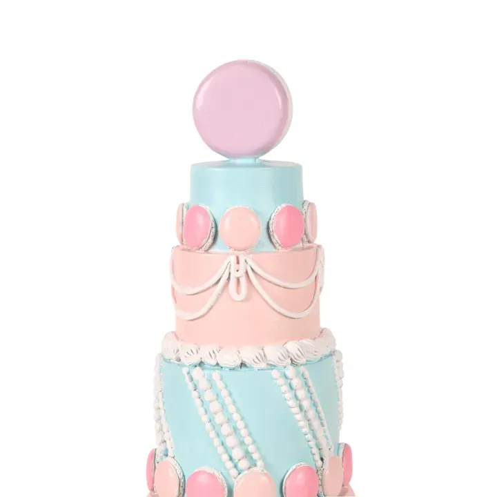 Dekofigur Torte 33,5 cm aus Kunstharz in Rosa, Mint und Hellblau