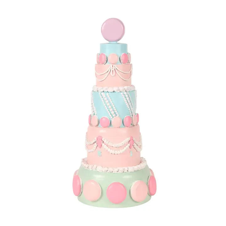 Dekofigur Torte 33,5 cm aus Kunstharz in Rosa, Mint und Hellblau Dekorative Tortenfigur aus Kunstharz in Rosa, Mint und Hellblau mit mehrstöckigem Design