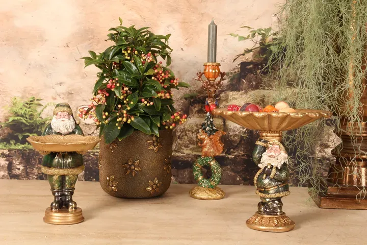 Weihnachtsmann-Schale 24 cm aus Kunstharz in Grün