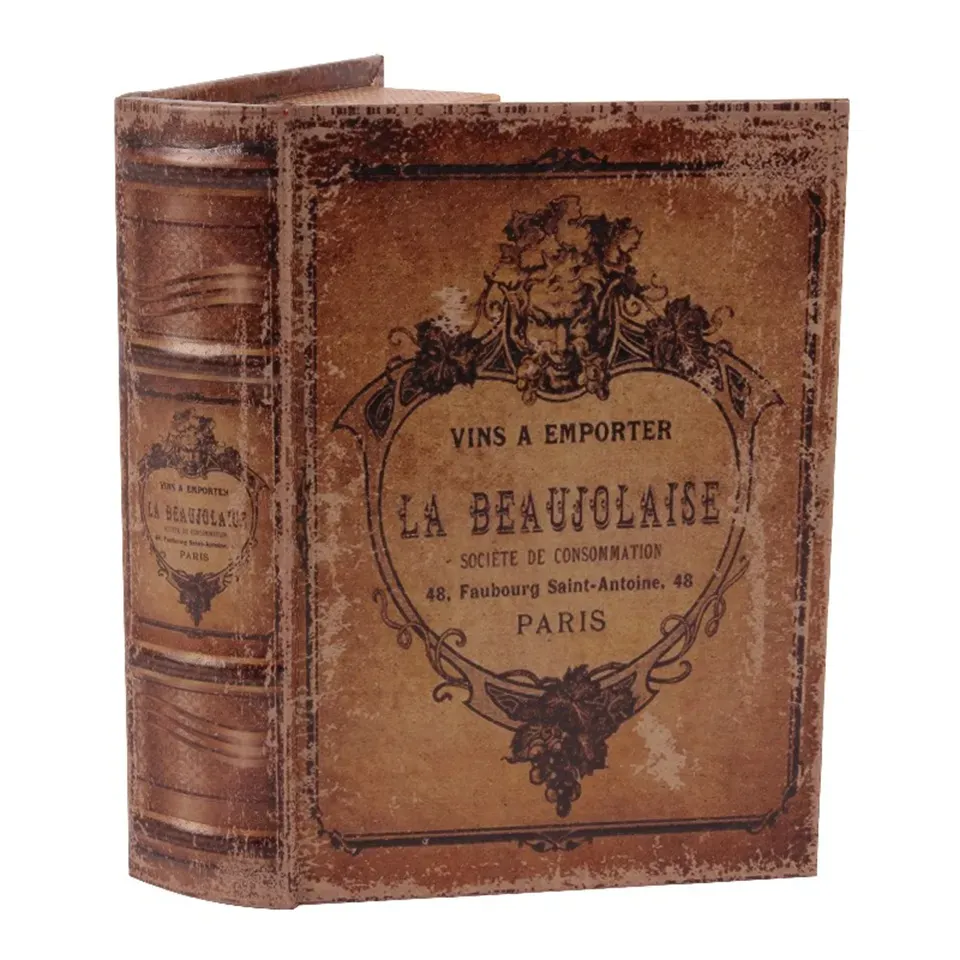 Aufbewahrungsbox - Das Beaujolaise-Buch 23 cm aus Kunstleder Braune Aufbewahrungsbox in Buchform mit Vintage-Aufdruck «La Beaujolaise»