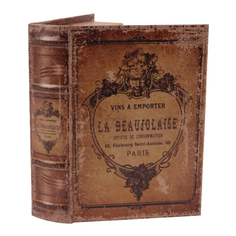 Aufbewahrungsbox - Das Beaujolaise-Buch 23 cm aus Kunstleder Braune Aufbewahrungsbox in Buchform mit Vintage-Aufdruck «La Beaujolaise»