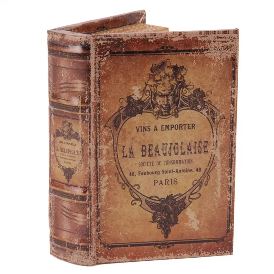 Aufbewahrungsbox - Das Beaujolaise-Buch 15 cm aus Kunstleder mit Vintage-Aufdruck Braune Aufbewahrungsbox in Buchform mit Vintage-Aufdruck «La Beaujolaise»