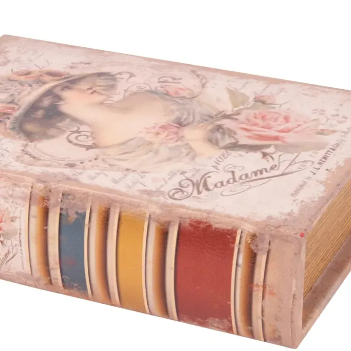 Vintage-Buch «Lady mit Blumenhut und Rosen» 23 cm aus Kunstleder in Rosa